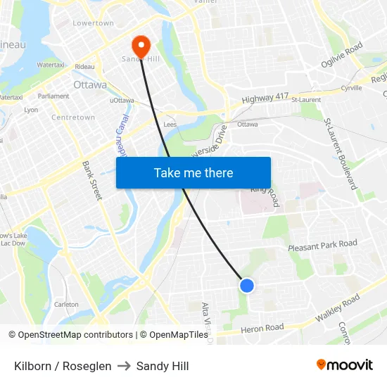 Kilborn / Roseglen to Sandy Hill map