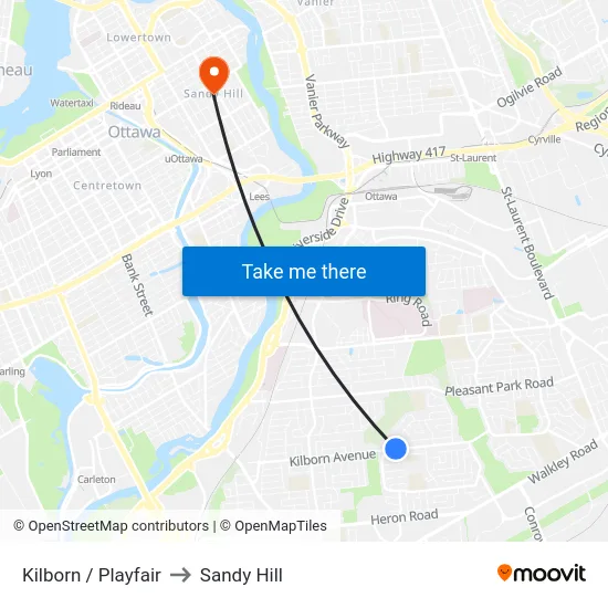 Kilborn / Playfair to Sandy Hill map