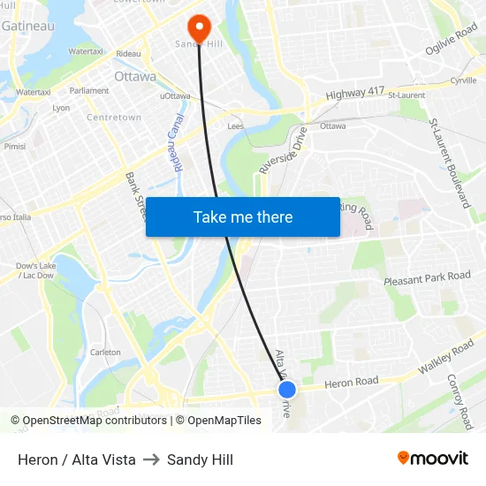 Heron / Alta Vista to Sandy Hill map