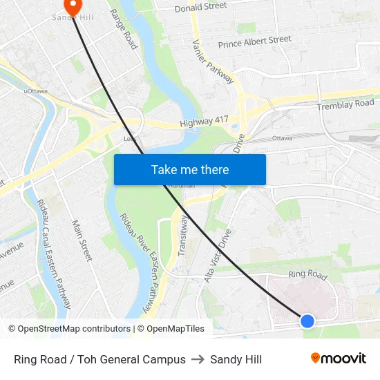 Ring Road / Toh General Campus to Sandy Hill map