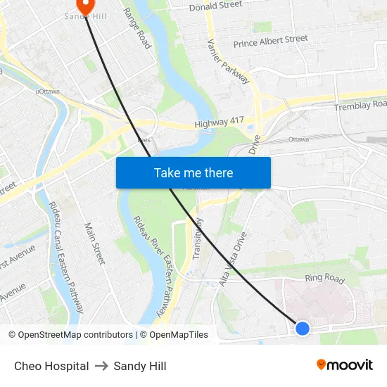Cheo Hospital to Sandy Hill map