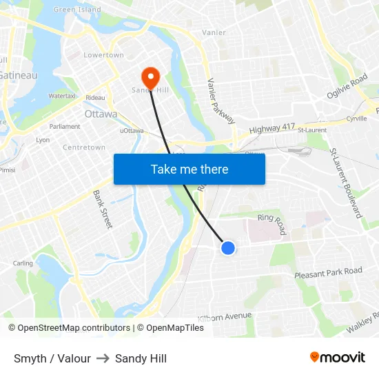 Smyth / Valour to Sandy Hill map