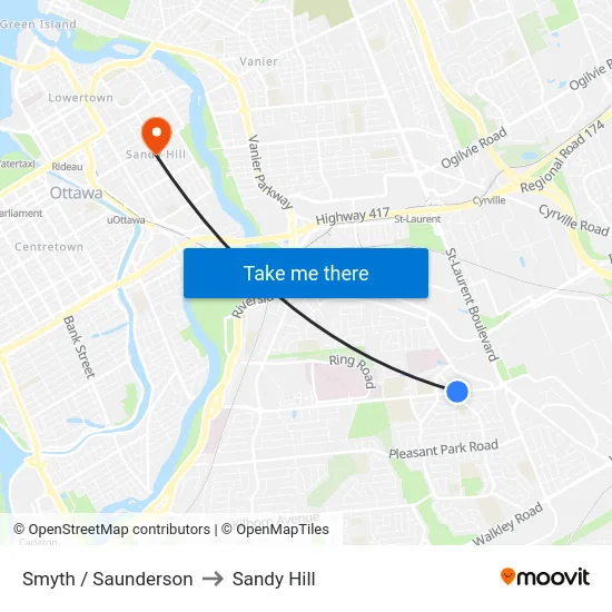 Smyth / Saunderson to Sandy Hill map