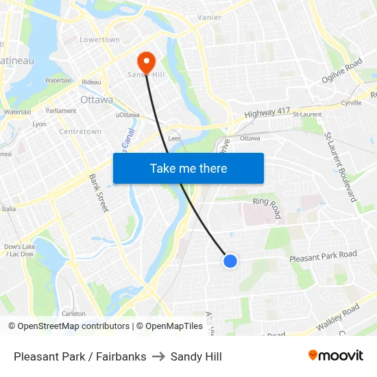 Pleasant Park / Fairbanks to Sandy Hill map