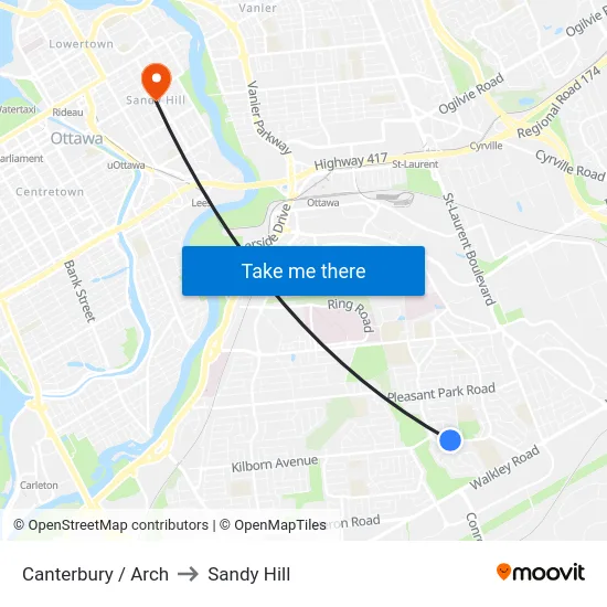 Canterbury / Arch to Sandy Hill map
