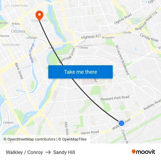 Walkley / Conroy to Sandy Hill map