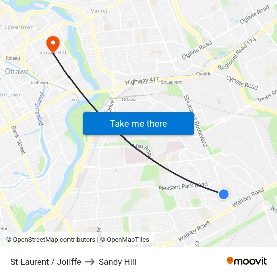 St-Laurent / Joliffe to Sandy Hill map