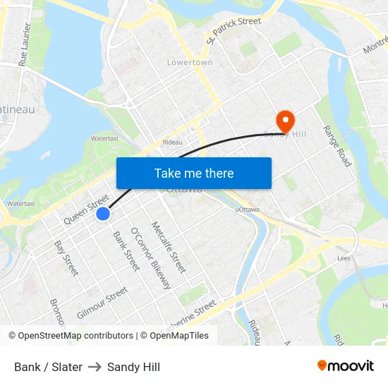 Bank / Slater to Sandy Hill map