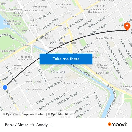Bank / Slater to Sandy Hill map