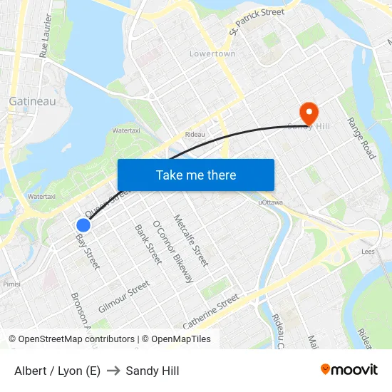 Albert / Lyon (E) to Sandy Hill map