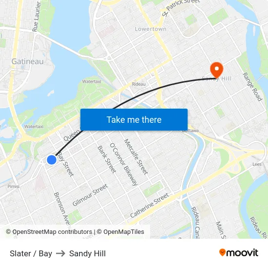 Slater / Bay to Sandy Hill map