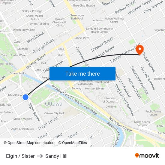 Elgin / Slater to Sandy Hill map