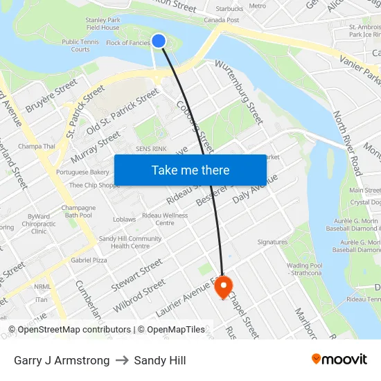 Garry J Armstrong to Sandy Hill map