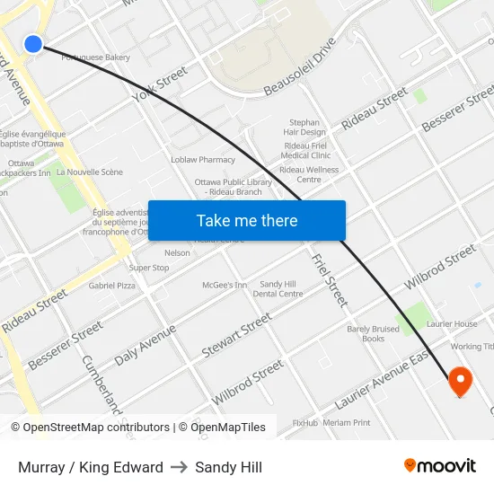 Murray / King Edward to Sandy Hill map