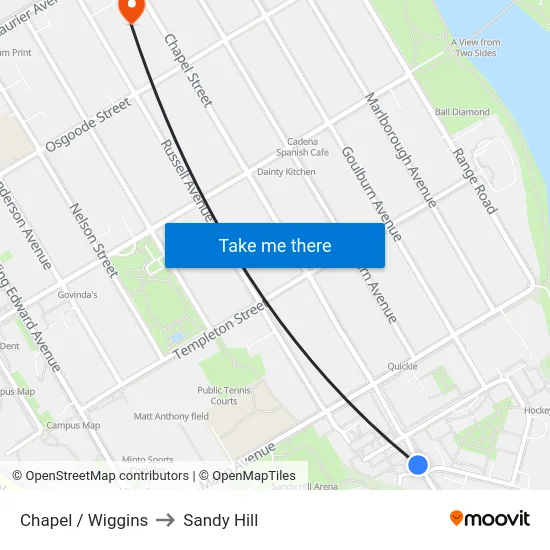 Chapel / Wiggins to Sandy Hill map