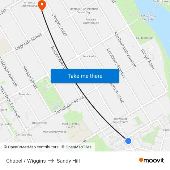 Chapel / Wiggins to Sandy Hill map