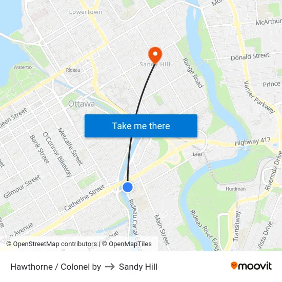 Hawthorne / Colonel by to Sandy Hill map