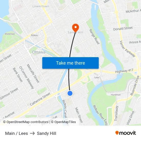 Main / Lees to Sandy Hill map