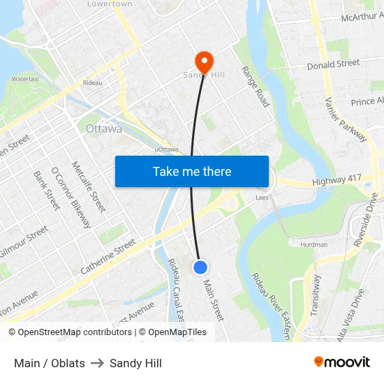 Main / Oblats to Sandy Hill map