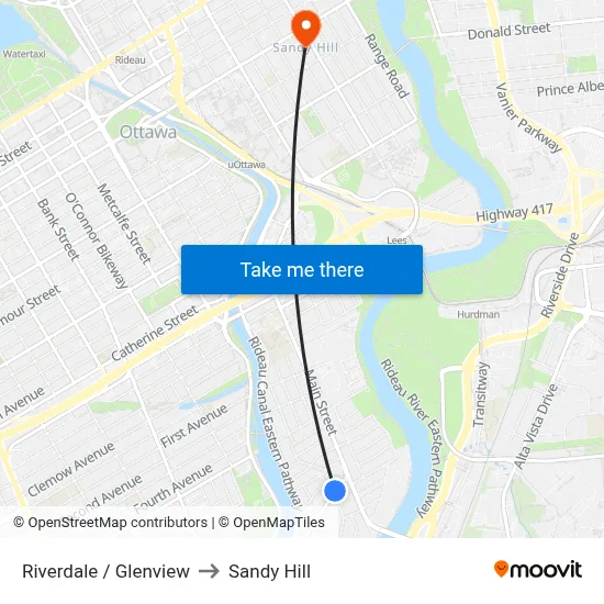 Riverdale / Glenview to Sandy Hill map