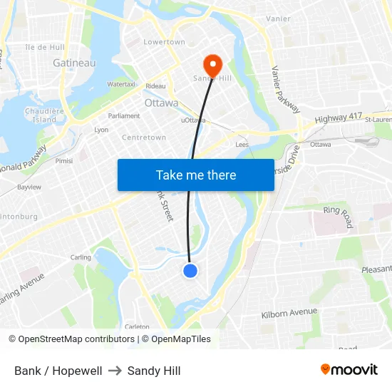 Bank / Hopewell to Sandy Hill map