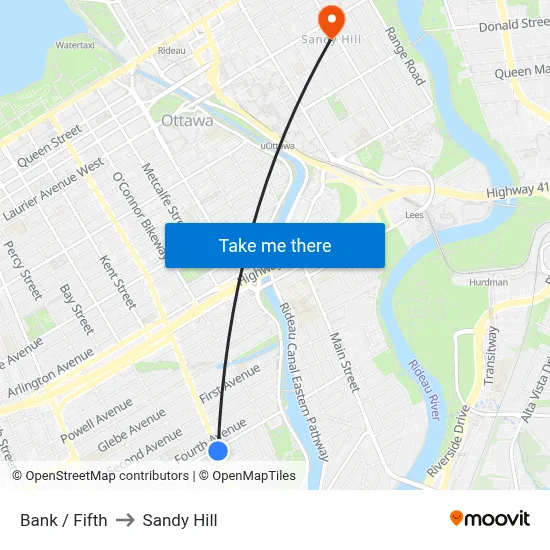 Bank / Fifth to Sandy Hill map