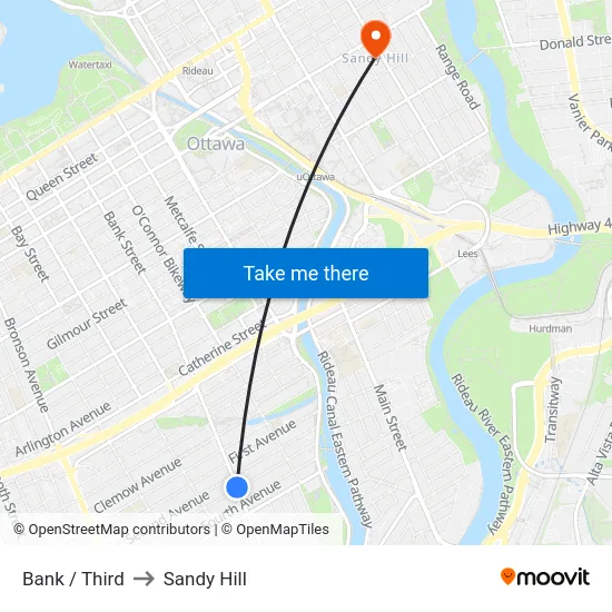 Bank / Third to Sandy Hill map