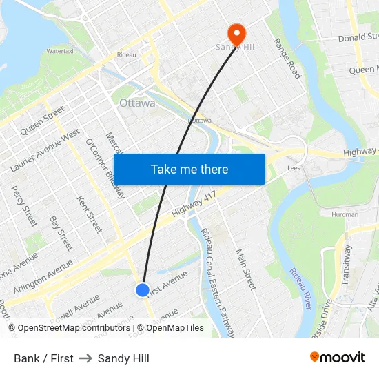 Bank / First to Sandy Hill map