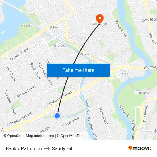 Bank / Patterson to Sandy Hill map