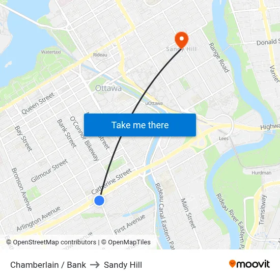 Chamberlain / Bank to Sandy Hill map
