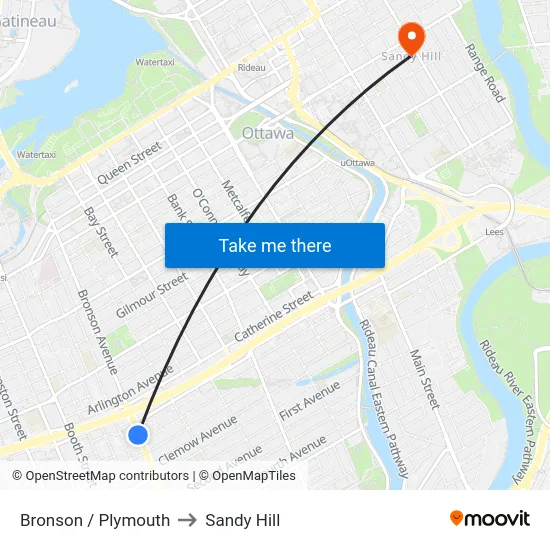Bronson / Plymouth to Sandy Hill map