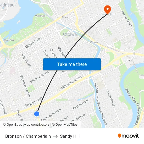 Bronson / Chamberlain to Sandy Hill map
