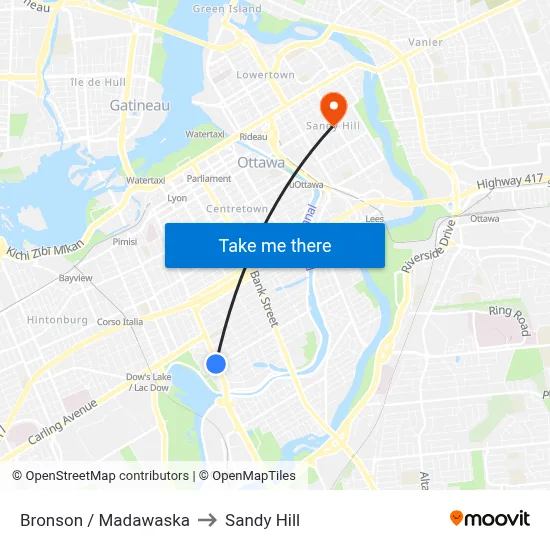 Bronson / Madawaska to Sandy Hill map