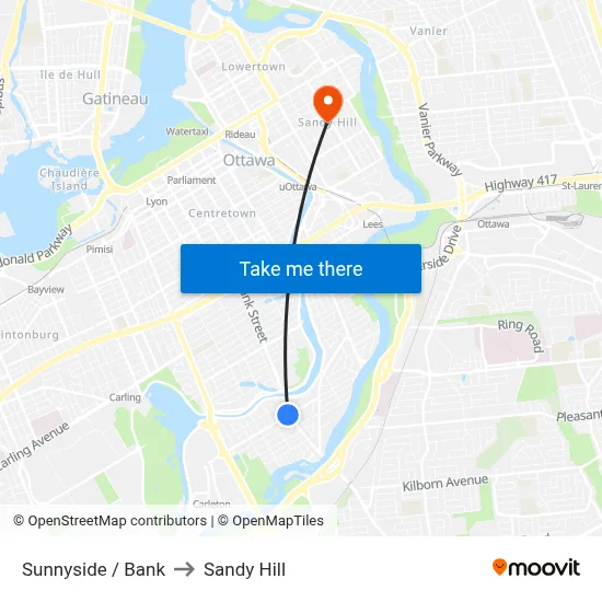 Sunnyside / Bank to Sandy Hill map