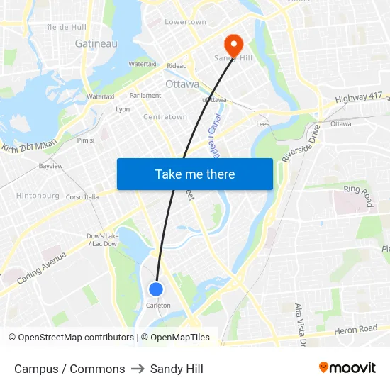 Campus / Commons to Sandy Hill map