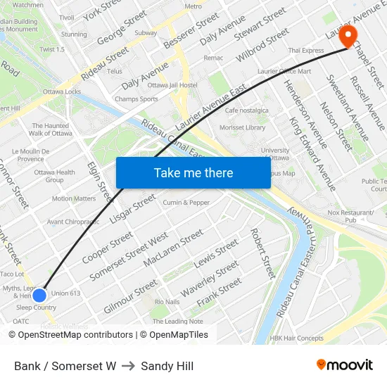 Bank / Somerset W to Sandy Hill map