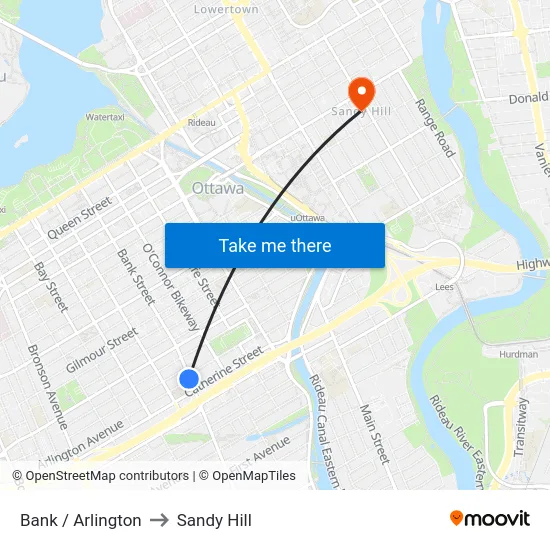 Bank / Arlington to Sandy Hill map
