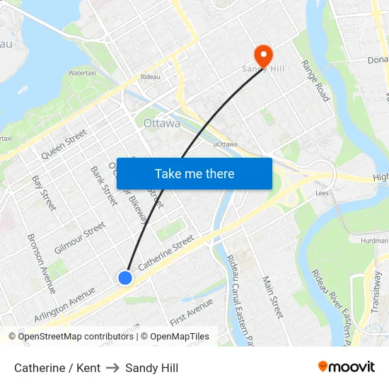 Catherine / Kent to Sandy Hill map