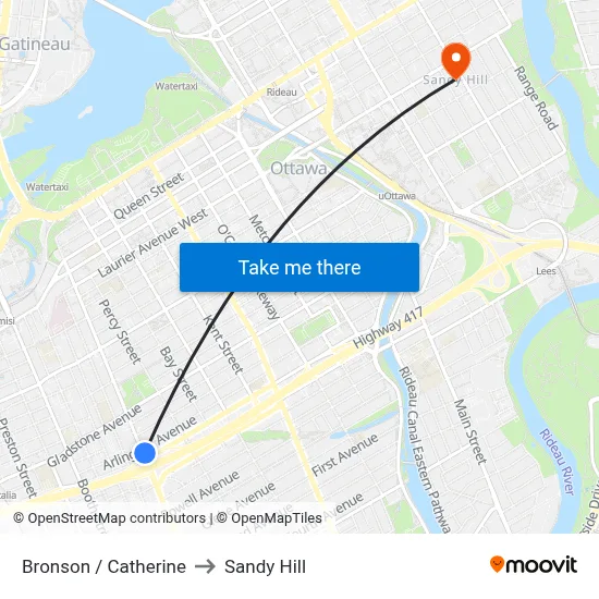 Bronson / Raymond to Sandy Hill map