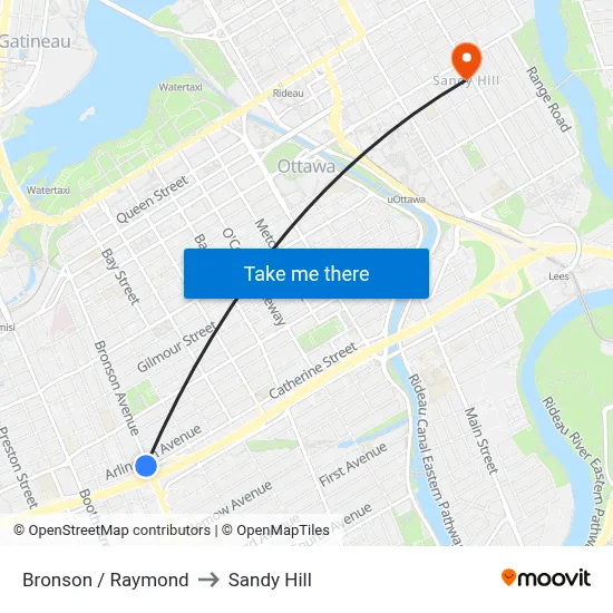 Bronson / Raymond to Sandy Hill map
