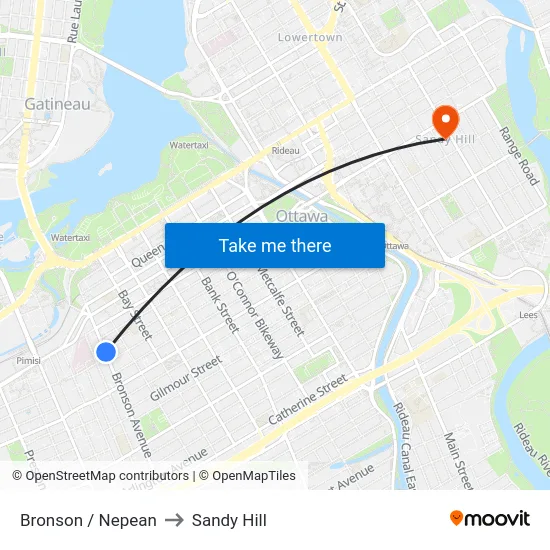 Bronson / Nepean to Sandy Hill map