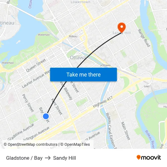 Gladstone / Bay to Sandy Hill map