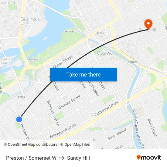 Preston / Somerset W to Sandy Hill map