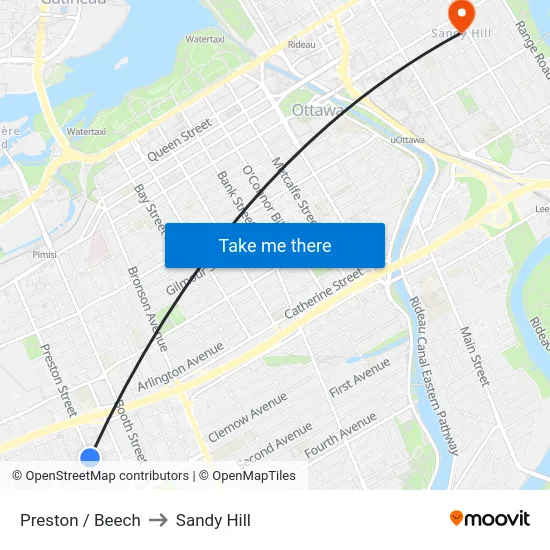 Preston / Beech to Sandy Hill map