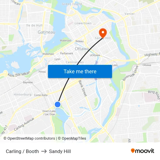Carling / Booth to Sandy Hill map