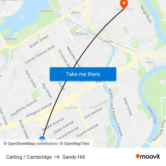 Carling / Cambridge to Sandy Hill map