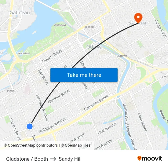 Gladstone / Booth to Sandy Hill map