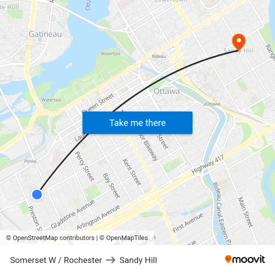 Somerset W / Rochester to Sandy Hill map