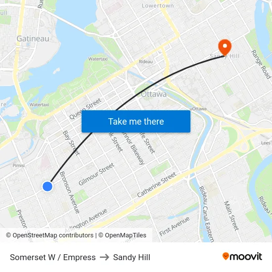 Somerset W / Empress to Sandy Hill map