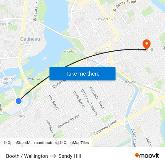 Booth / Wellington to Sandy Hill map